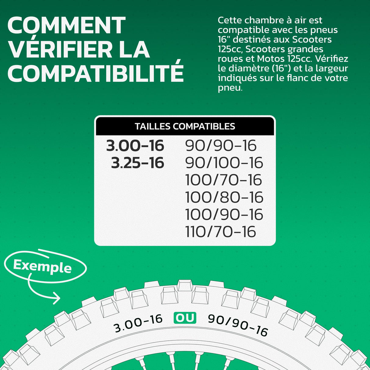 Chambre à air 3.00/3.25-16 valve droite (TR4)