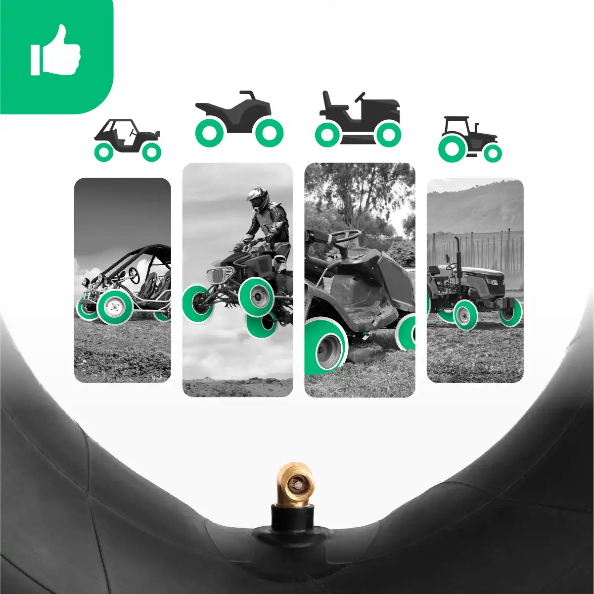 Inner tube 15x6.00-6 quad bent valve