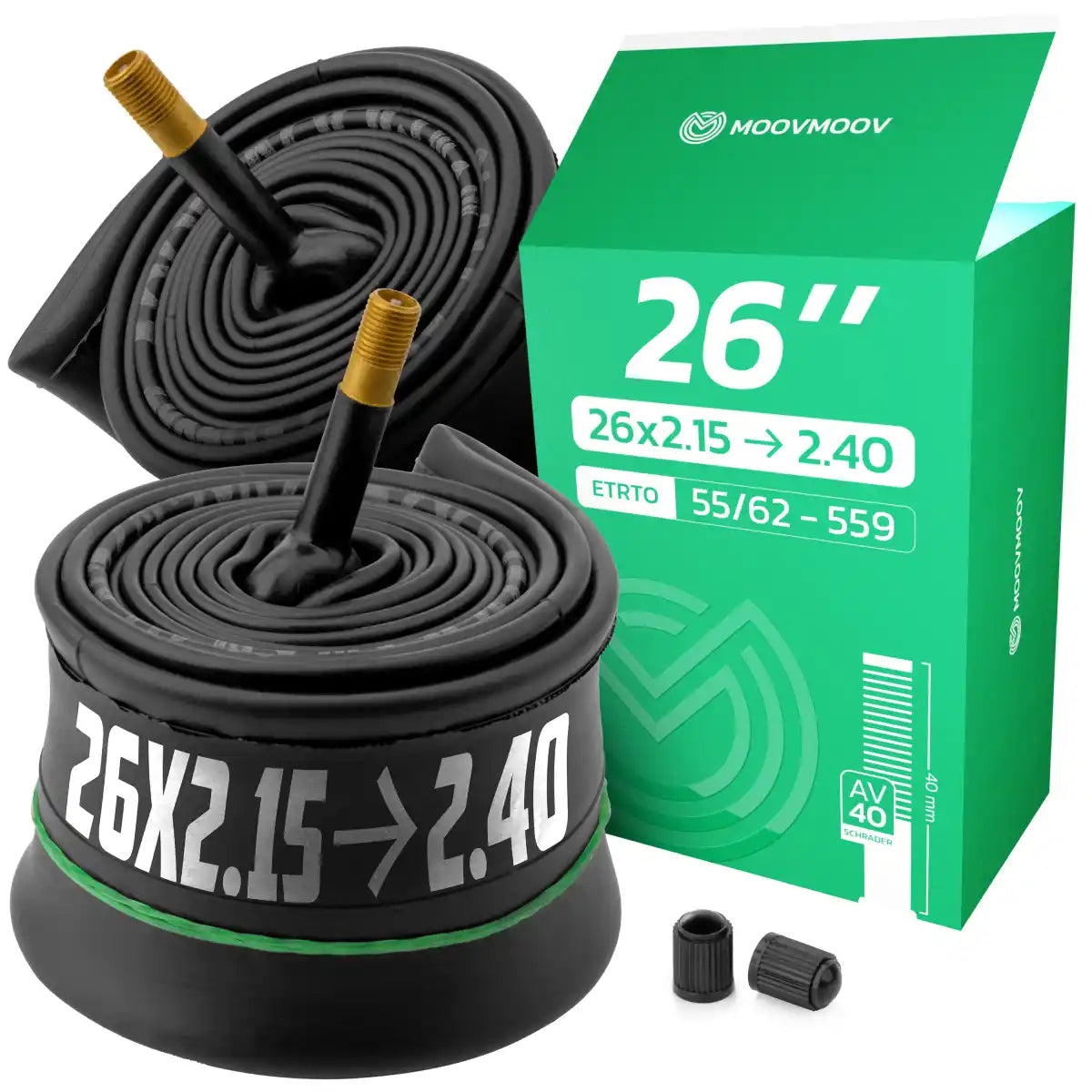 26x2.15 > 2.40 Bike inner Tube with Schrader Valve 40mm