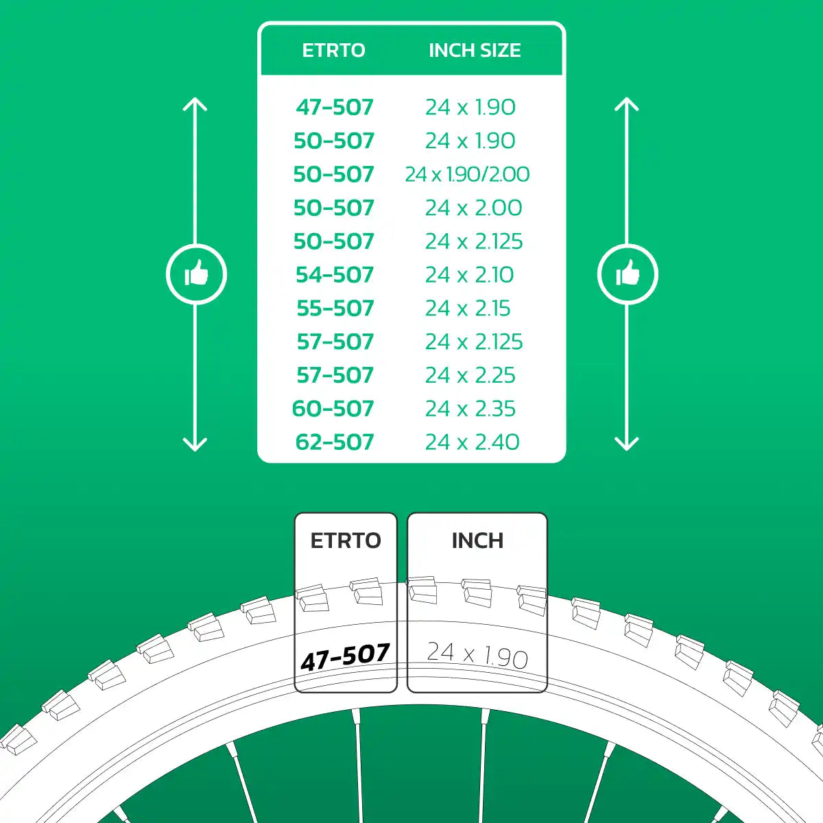 Inner tube compatible 24x1.90 > 2.40 Schrader valve