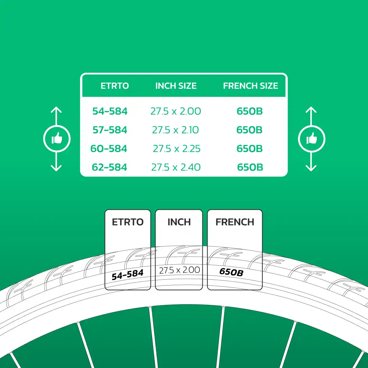 Inner tube compatible 27.5x2.00 > 2.40 Presta valve 40mm