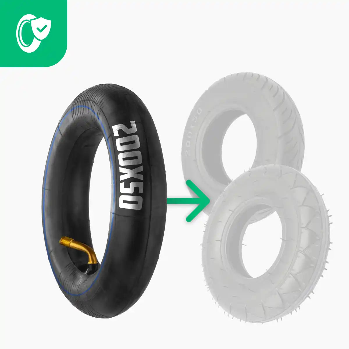 Inner tube for scooter 200 50 bent valve 90/45
