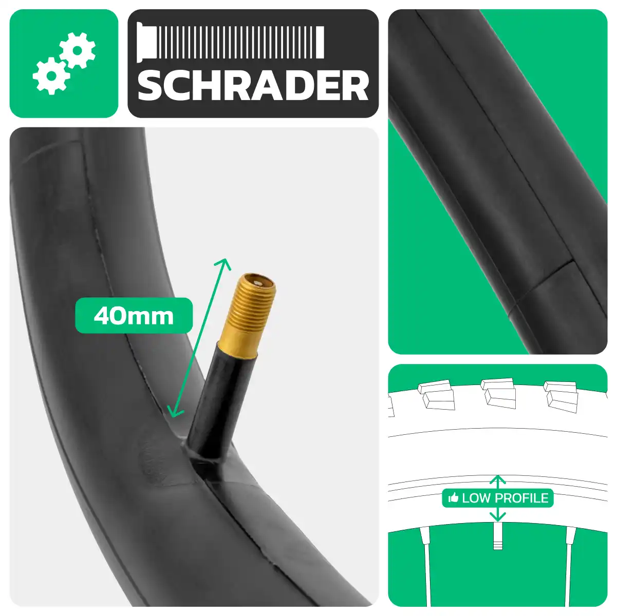 Inner tube for bike 26x1.75 > 2.125 Schrader valve 40mm