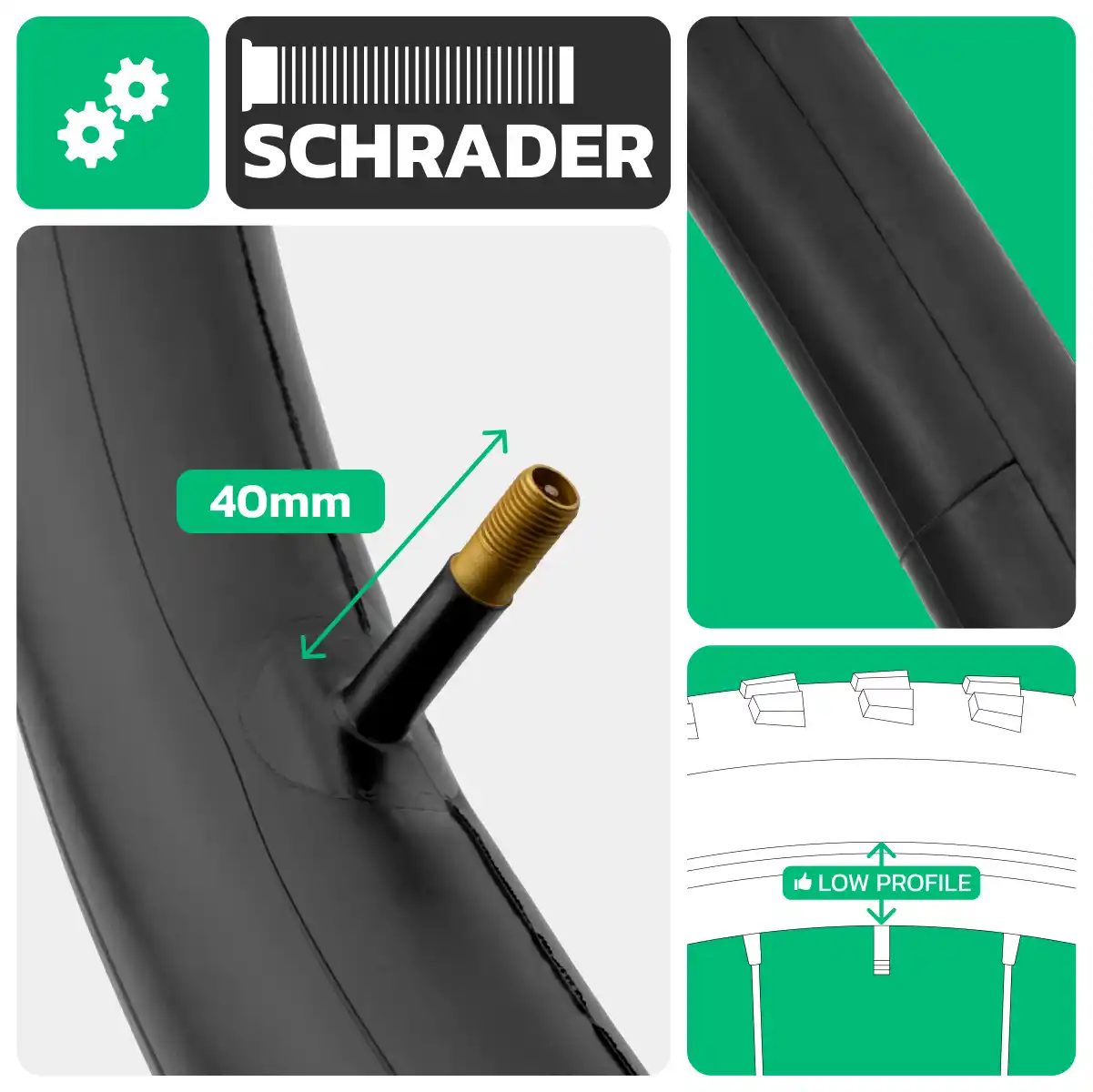 Inner tube for bike 26x2.15 > 2.40 Schrader valve 40mm