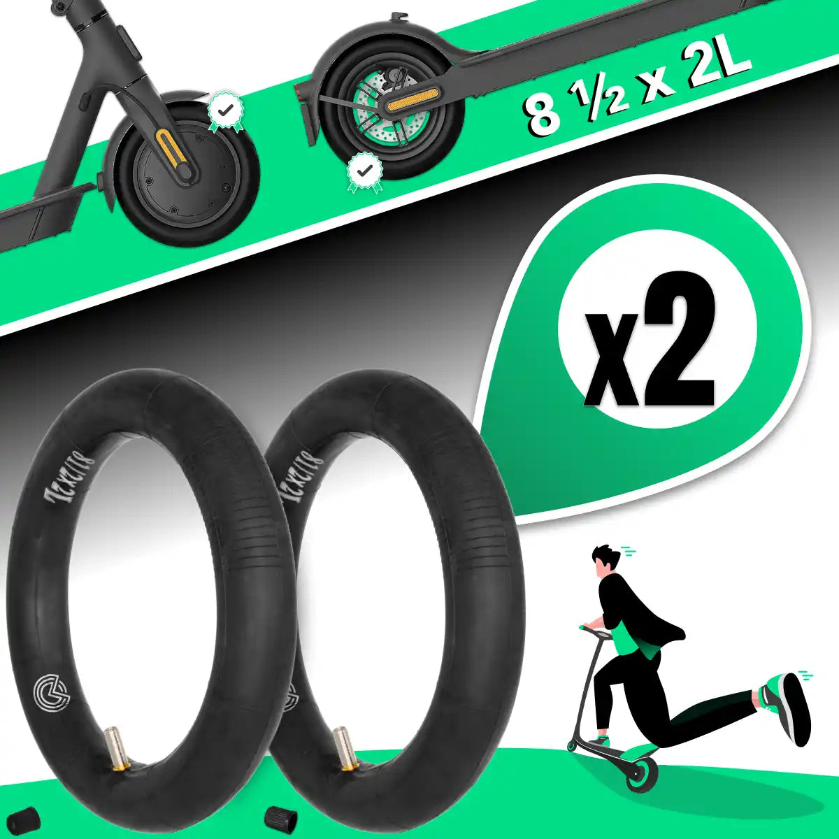 Inner tube for 8-inch electric scooter straight valve