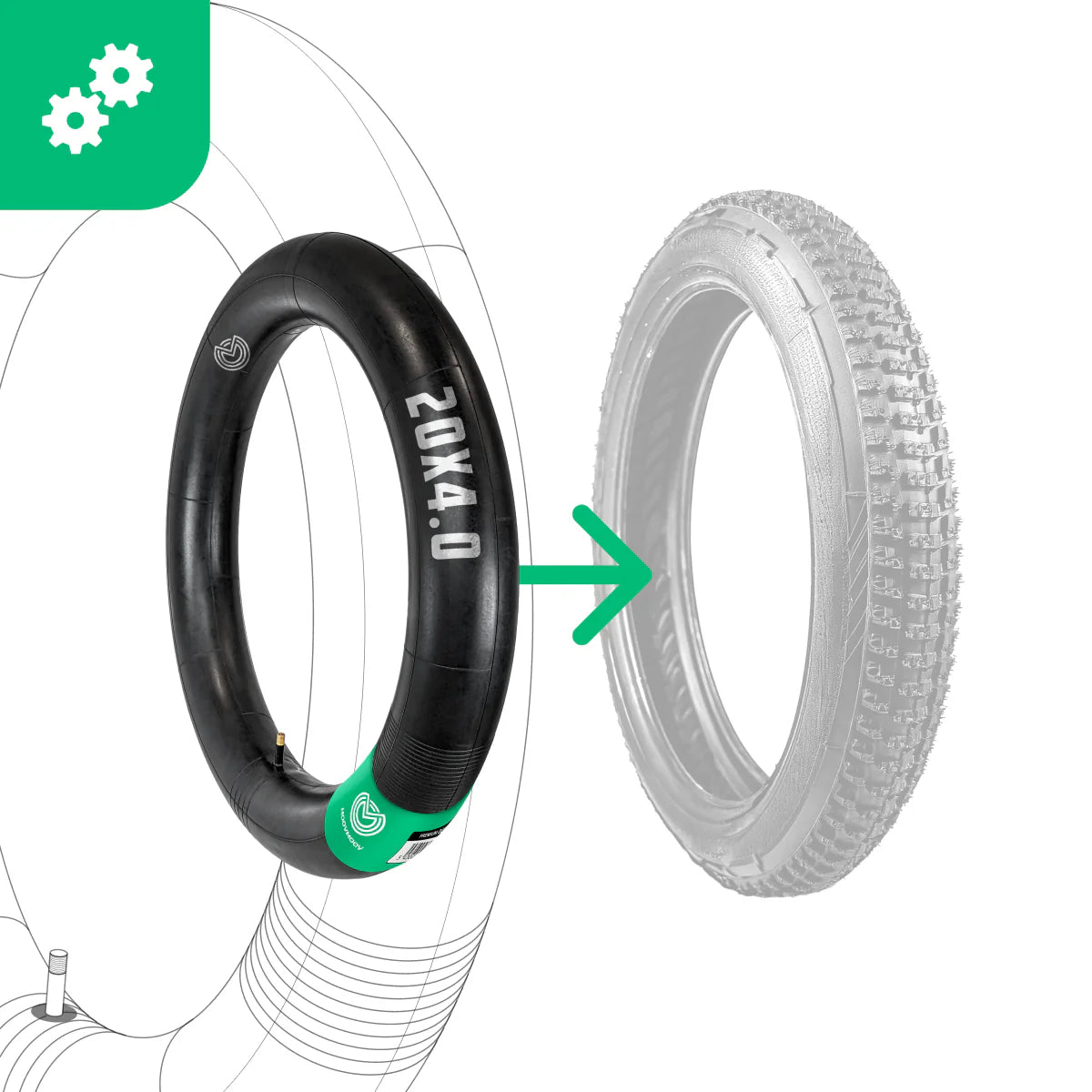 Bike inner tube 20 x 4 fat bike tyre