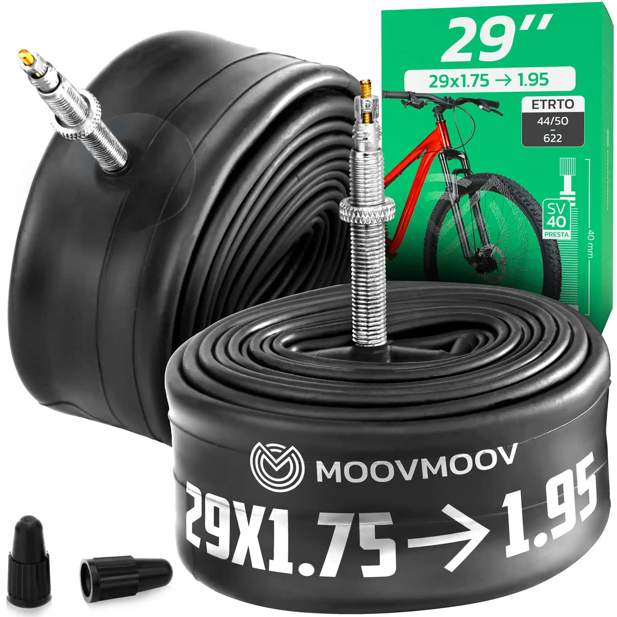 Chambre à air 29 pouces MoovMoov pour pneus de 29x1.75 à 29x1.95, valve Presta 40 mm