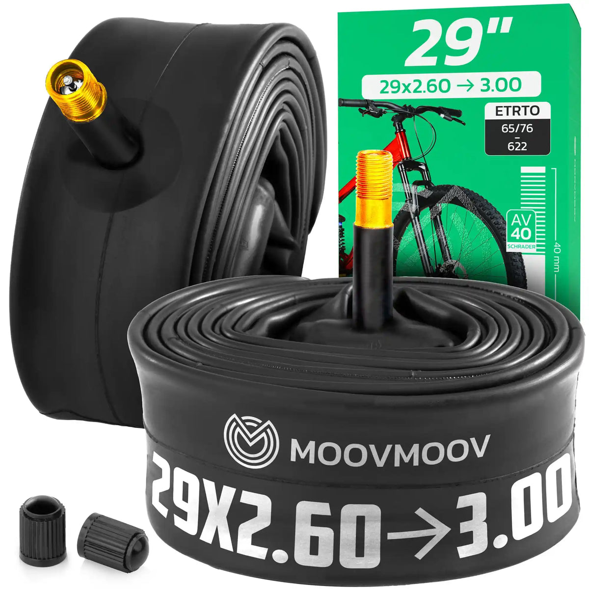 Chambre Ă air 29 pouces MoovMoov pour pneus de 29x2.60 Ă 29x3.00, valve Schrader 40 mm