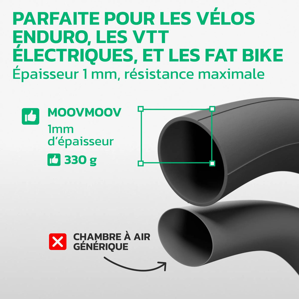 Chambre à air 29 pouces en caoutchouc butyle renforcé MoovMoov