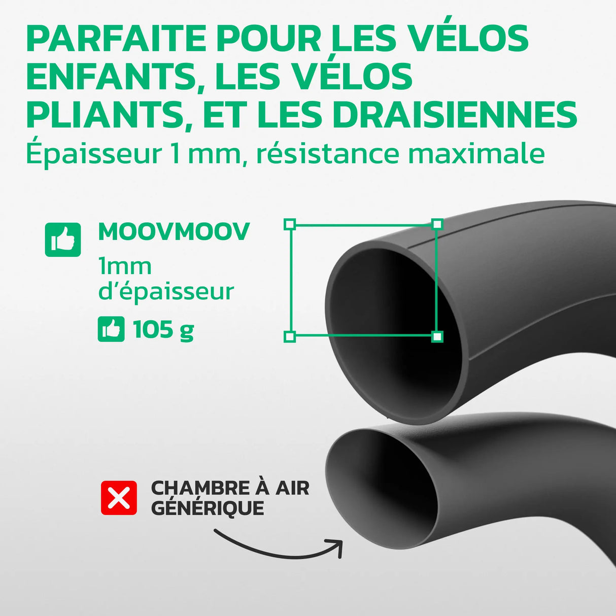 Chambre à air 18 pouces en caoutchouc butyle renforcé MoovMoov