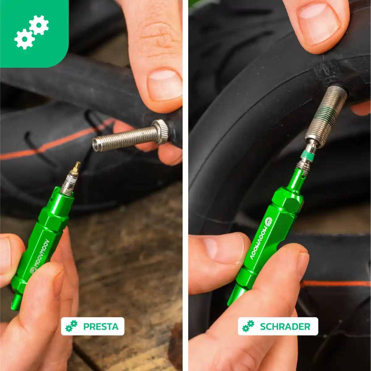 Remove Schrader and Presta valve core 54mm inner tube