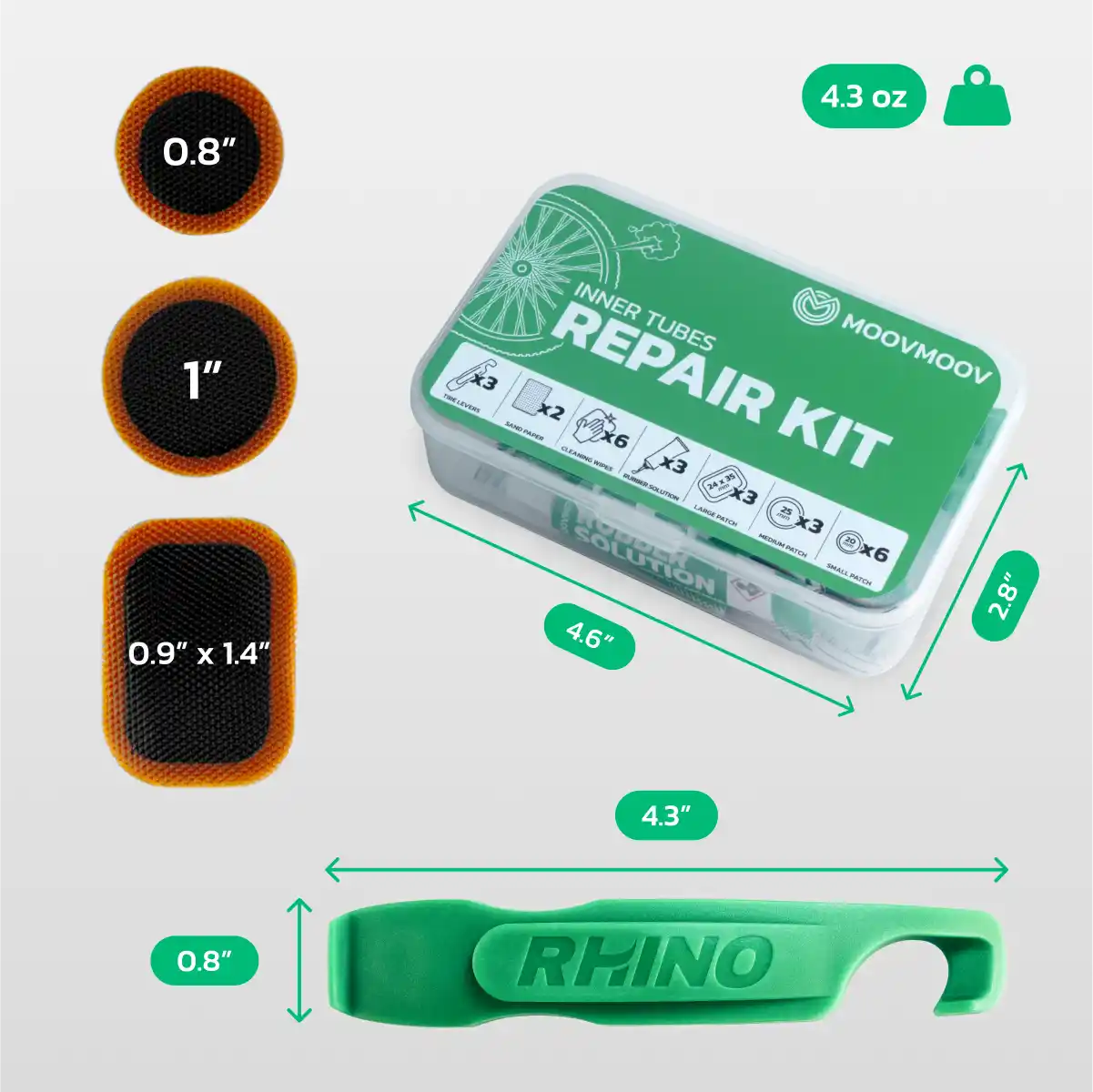 Bike patch kit with vulcanising glue