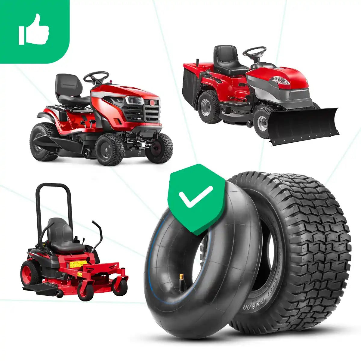 Tyre 15x6.00-6 with inner tube straight valve lawn tractor