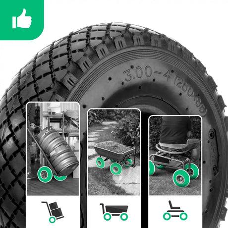Tyre 3.00-4 barrow with inner tube angled valve