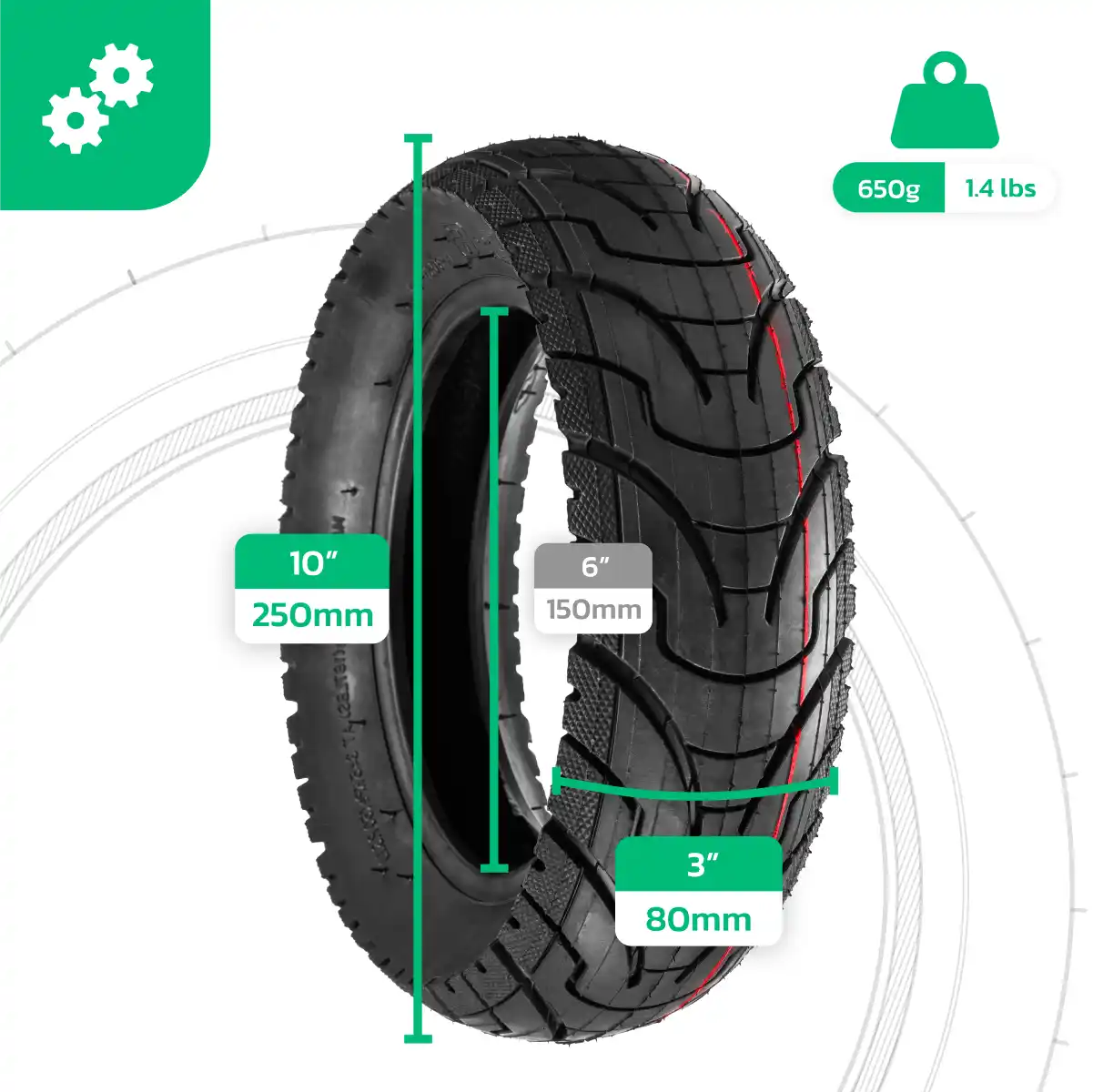 Inflatable scooter tyre 80 65 6