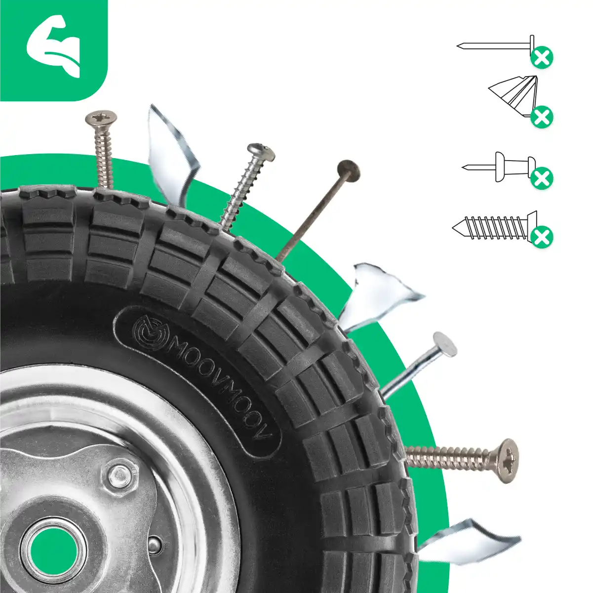 Solid tyre 4.10/3.50-4 wheelbarrow bore 16mm