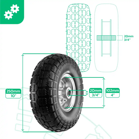 Solid tyre 4.10/3.50-4 steel rim bore 20mm