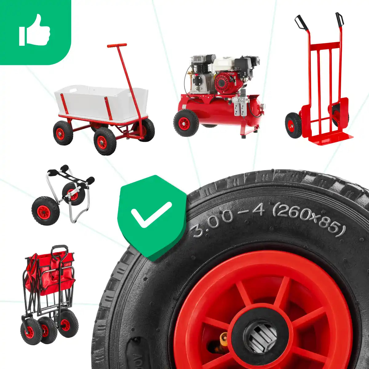 Wheel 3.00-4 PVC rim bore 20mm compressor