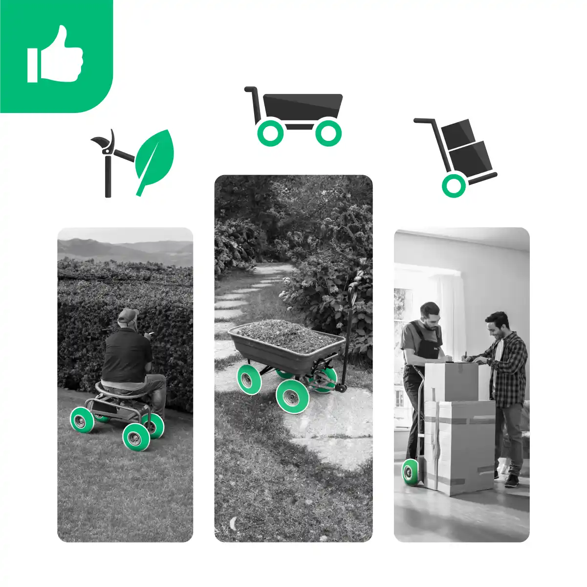 Wheel 4.10/3.50-4 with bent valve inner tube