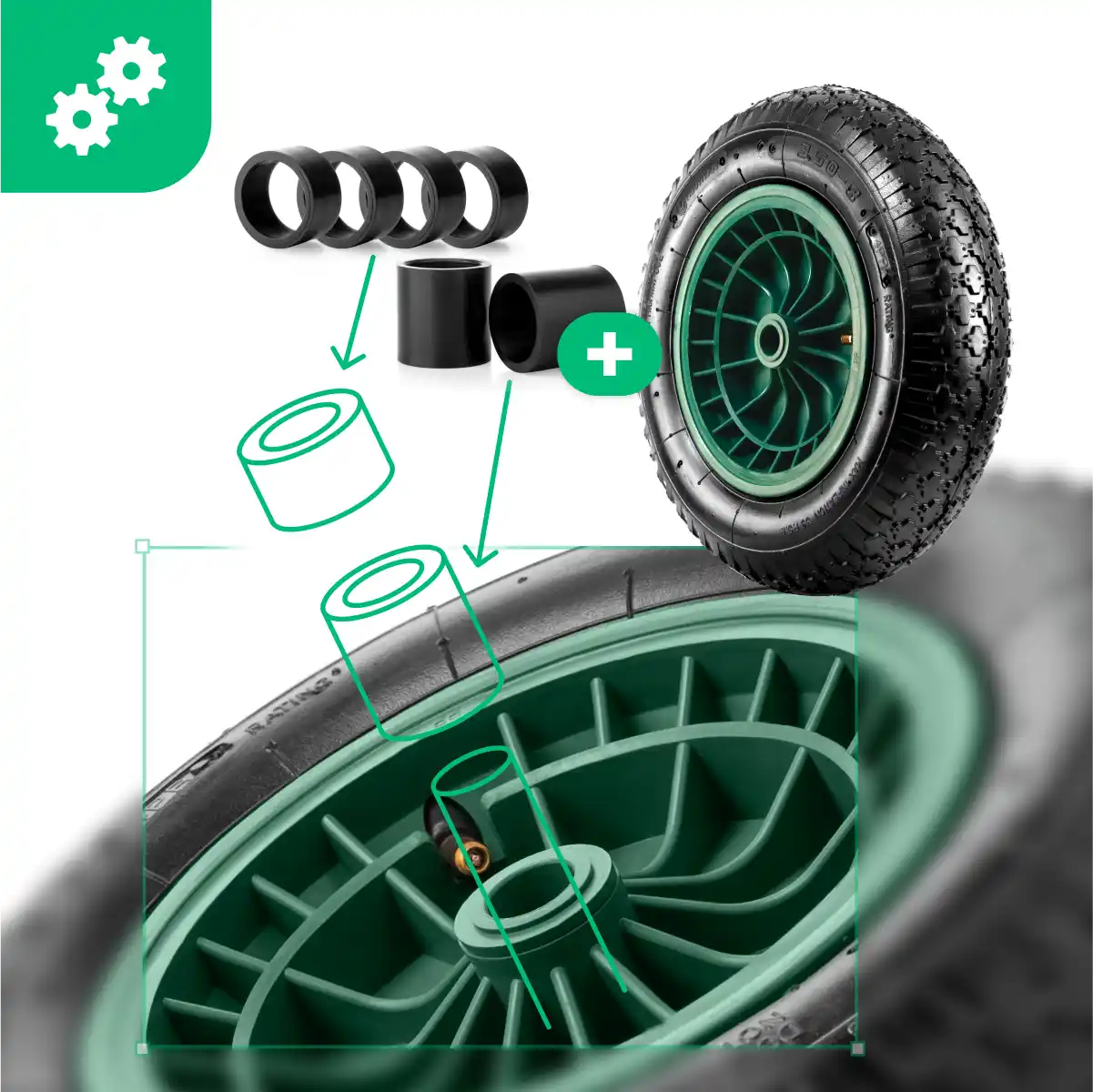 3.50-8 wheelbarrow wheel