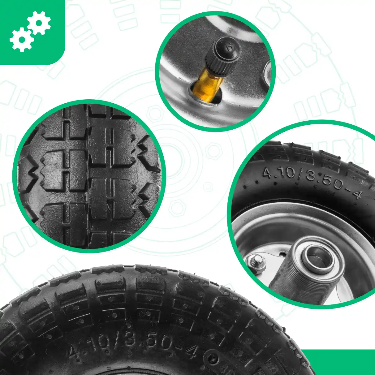 Complete wheel trolley 4.10/3.50-4