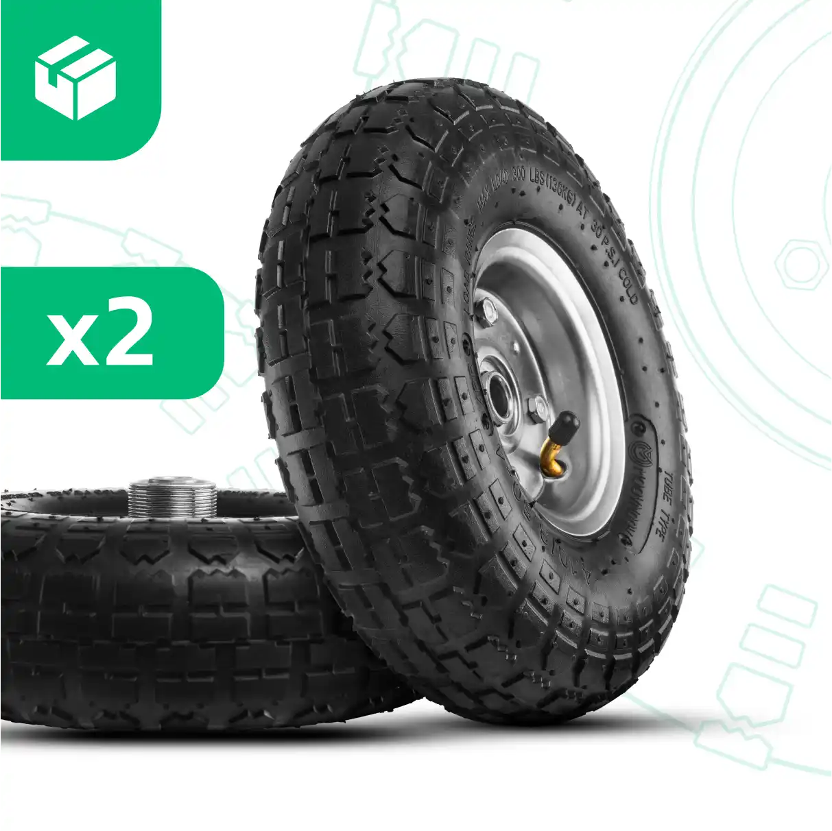 Wheel and inner tube 4.10/3.50-4 bore 16mm