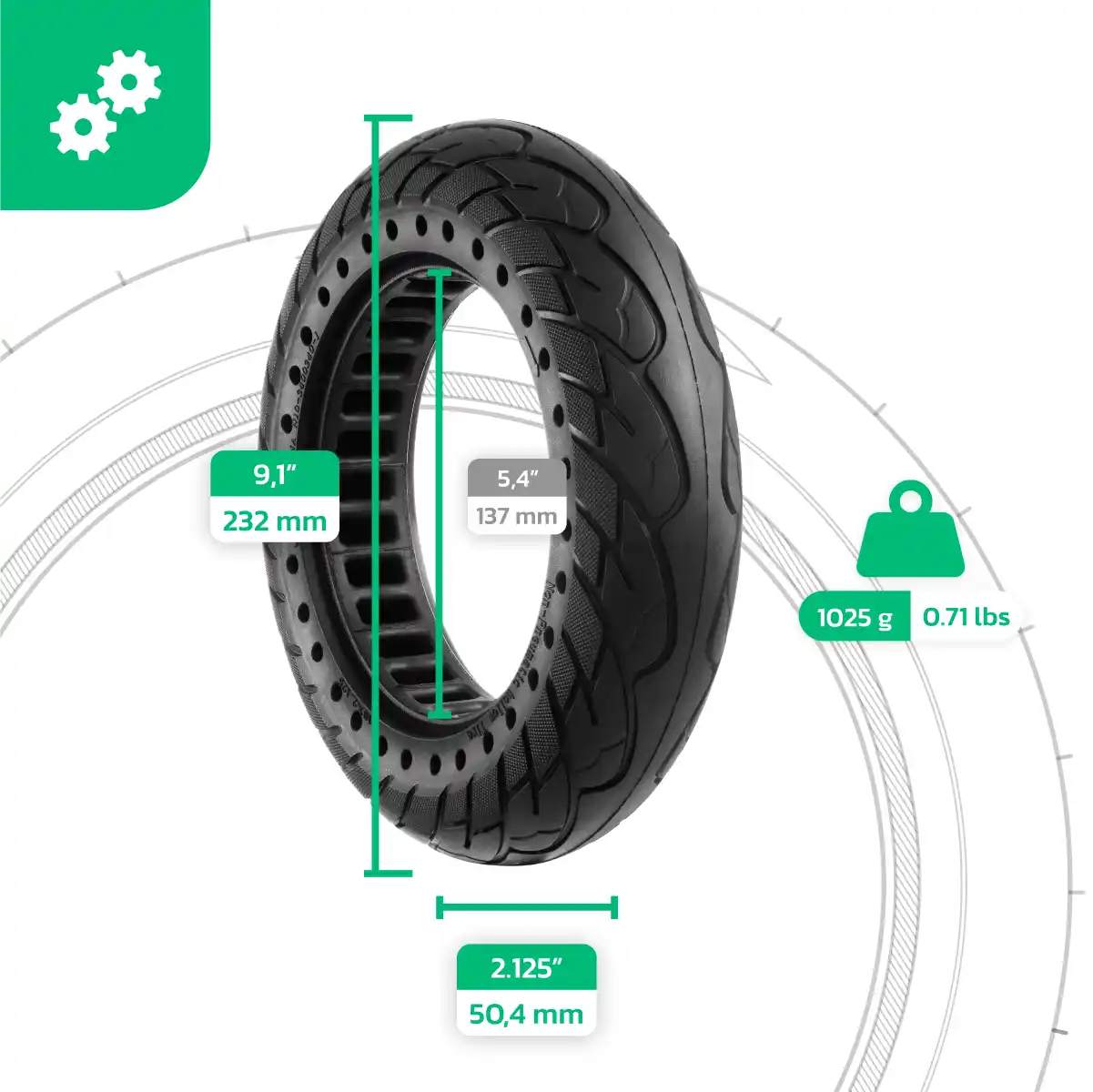 Puncture-proof wheel 10x2.125 electric scooter