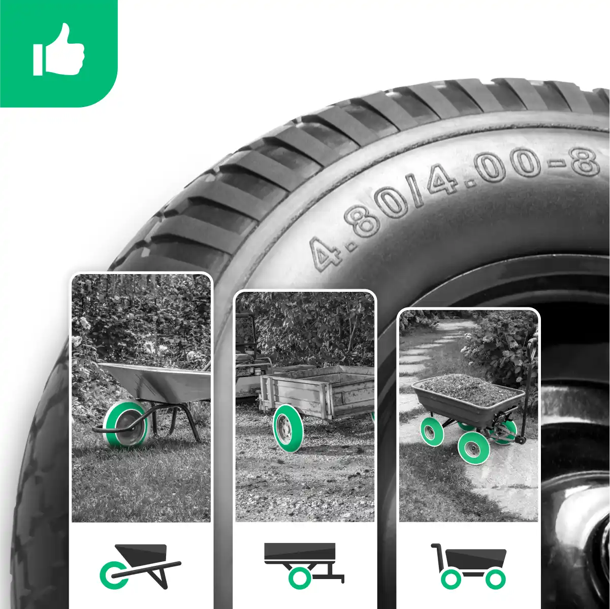 Puncture-proof wheel 4.80/4.00-8 garden cart steel rim bore 20mm