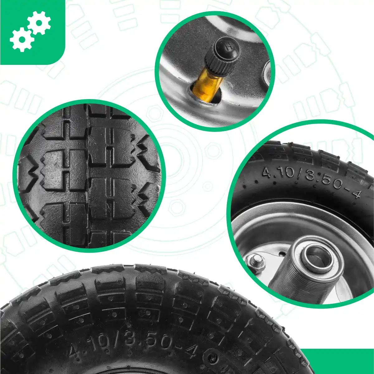 Inflatable wheels sack truck 4.10/3.50-4 steel rim bore 20mm