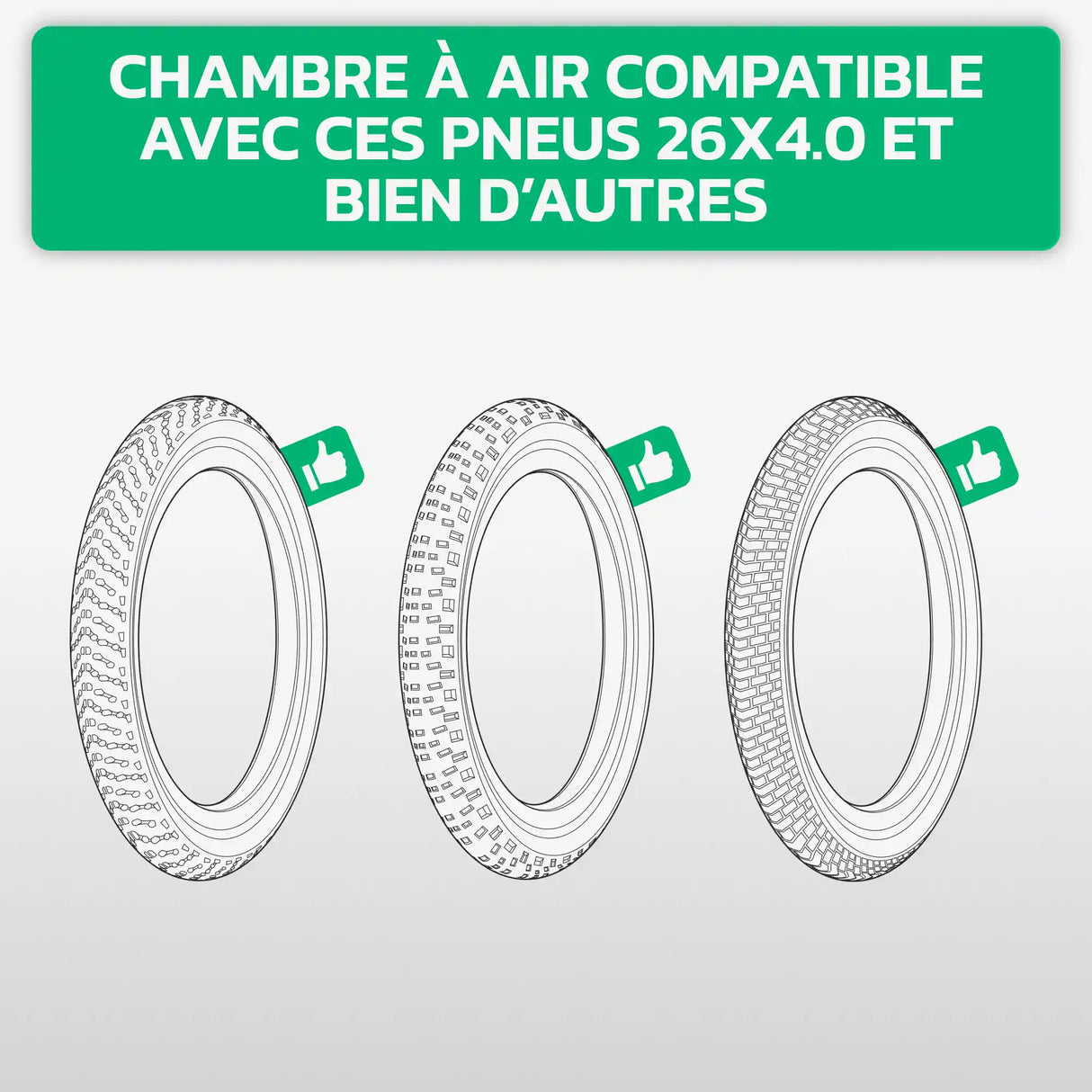 Tableau de compatibilité des tailles de pneus et ETRTO – chambre à air 26x4.0 Fatbike MoovMoov