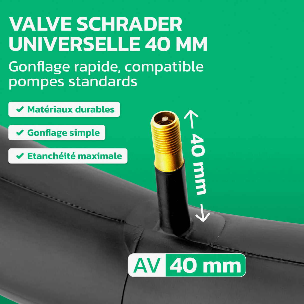 Valve Schrader 40 mm de la chambre à air 26 pouces MoovMoov