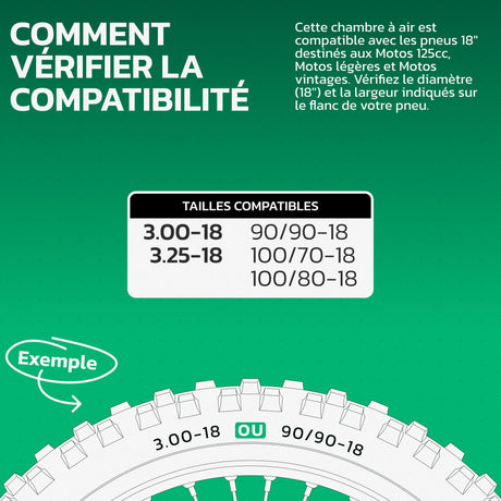 Chambre à air 3.00/3.25-18 valve droite (TR4)