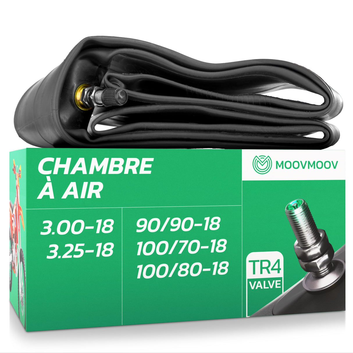 Chambre à air 3.00/3.25-18 valve droite (TR4)
