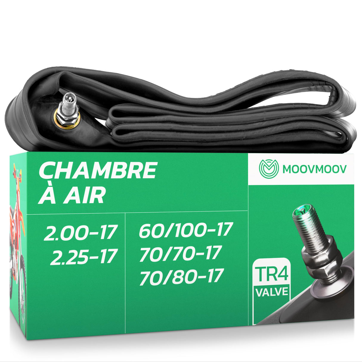 Chambre à air 2.00/2.25-17 valve droite (TR4)