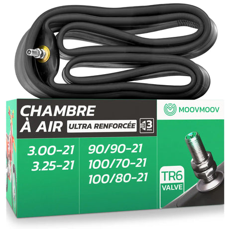 Chambre à air moto 21 pouces MoovMoov pour pneus de 90/90-21, 100/70-21, 100/80-21 et 3.00-21, valve TR6