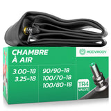 Chambre à air moto 18 pouces MoovMoov pour pneus de 90/90-18, 100/70-18, 100/80-18, 3.00-18 et 3.25-18, valve TR4