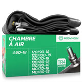 Chambre à air 18 pouces MoovMoov pour pneus de 120/90-18 à 4.60-18, valve Schrader TR4