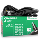 Chambre à air 16 pouces MoovMoov pour pneus de 120/90-16 à 5.00-16, valve Schrader TR4