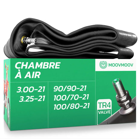 Chambre à air moto 21 pouces MoovMoov pour pneus de 90/90-21, 100/70-21, 100/80-21 et 3.00-21, valve TR4