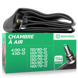 Chambre à air moto 12 pouces MoovMoov pour pneus de 110/90-12, 120/70-12, 120/80-12, 130/70-12, 130/80-12, 140/70-12, 4.00-12 et 4.50-12, valve TR4
