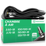 Chambre à air moto 18 pouces MoovMoov pour pneus de 100/100-18, 110/80-18, 120/70-18, 3.50-18 et 3.75-18, valve TR4