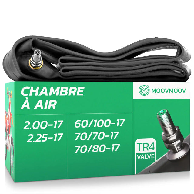 Chambre à air moto 17 pouces MoovMoov pour pneus de 60/100-17, 70/70-17, 70/80-17, 2.00-17 et 2.25-17, valve TR4