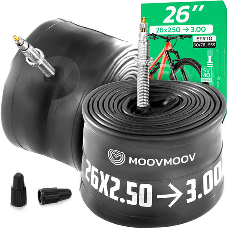 Chambre à air 26 pouces MoovMoov pour pneus de 26x2.50 à 26x3.00, valve Presta 40 mm