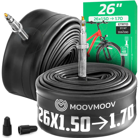 Chambre à air 26 pouces MoovMoov pour pneus de 26x1.50 à 26x1 5/8, valve Presta 48 mm