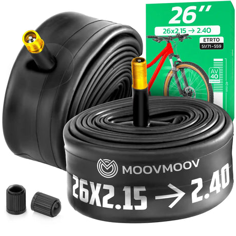Chambre à air 26 pouces MoovMoov pour pneus de 26x2.15 à 26x2.40, valve Schrader 40 mm