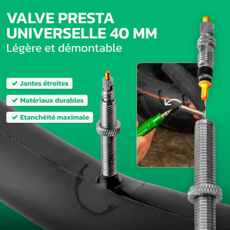 Valve Presta 40 mm de la chambre à air 700C MoovMoov