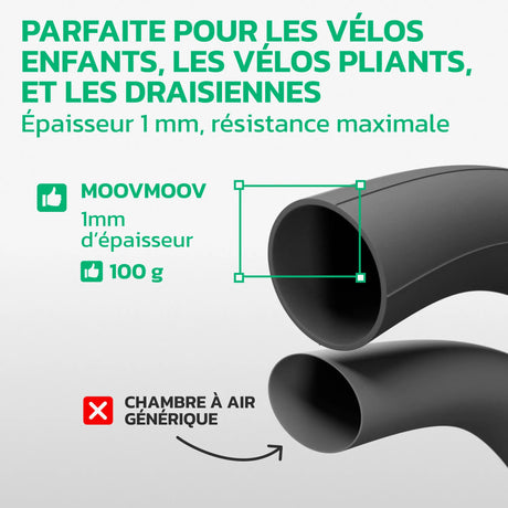 Chambre à air 16 pouces en caoutchouc butyle renforcé MoovMoov