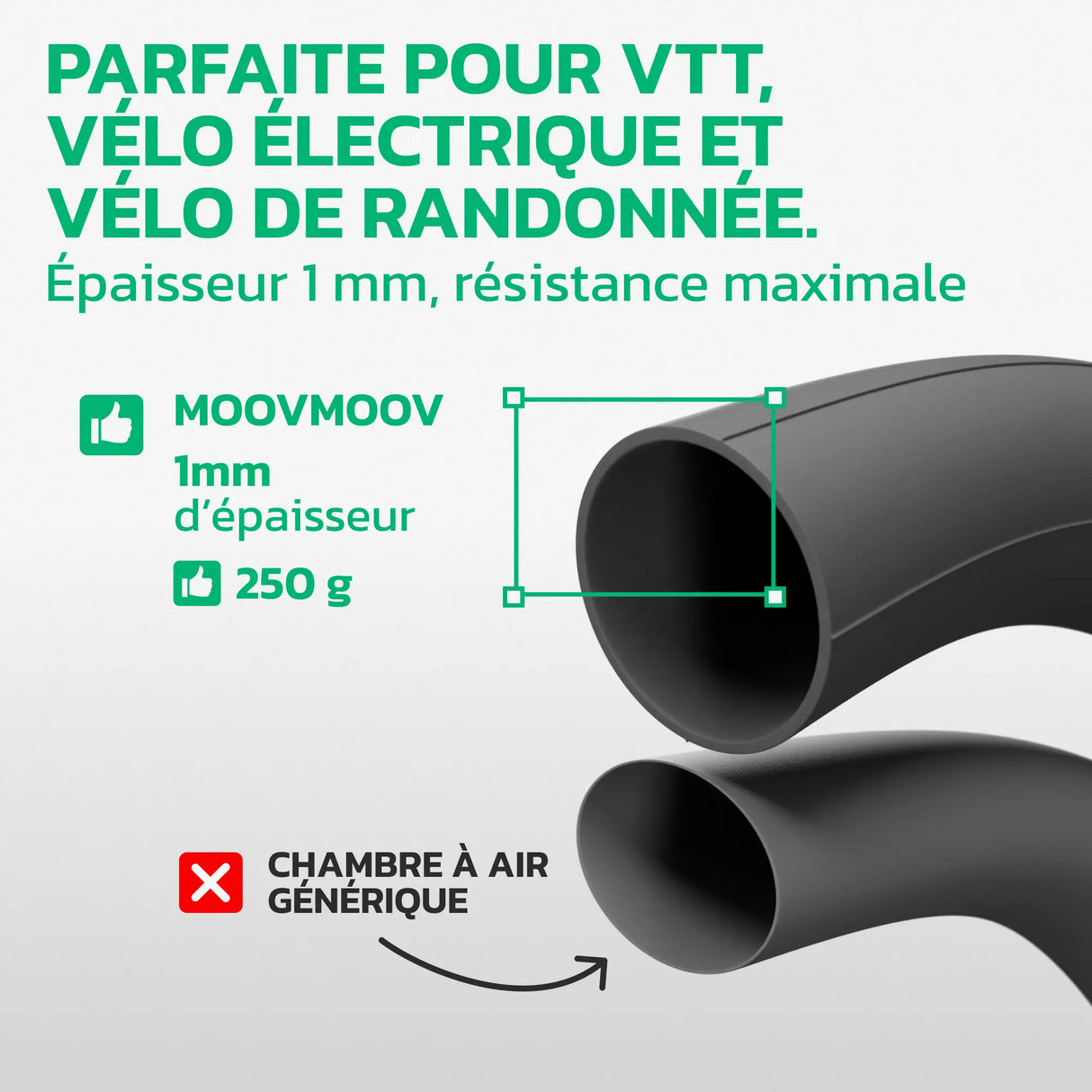 Chambre à air 27,5 pouces en caoutchouc butyle renforcé MoovMoov