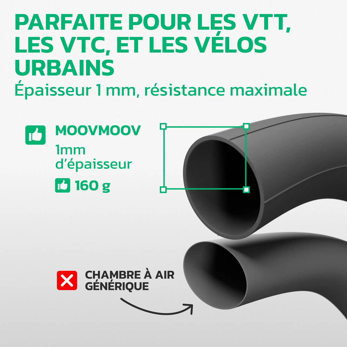 Chambre à air 26 pouces en caoutchouc butyle renforcé MoovMoov
