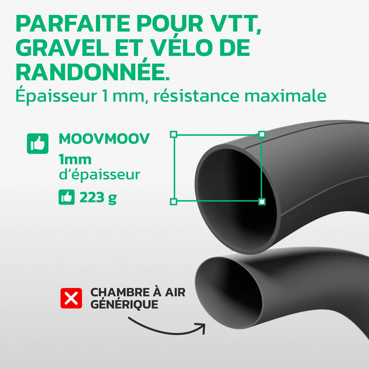 Chambre à air 29 pouces en caoutchouc butyle renforcé MoovMoov